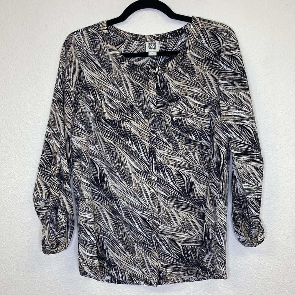 Anne Klein Button Front Blouse Size Medium
